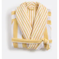 La Redoute Interieurs Bademantel Dani Mit Schalkragen, Aus Velours-frottee 400 G gelb/weiss
