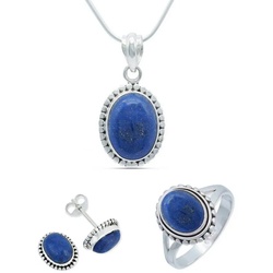 mantraroma Schmuckset 925er Silber mit Lapis Lazuli (Schmuckset aus 925 Silber) 62
