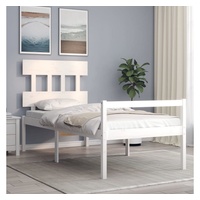 vidaXL Bett Seniorenbett mit Kopfteil 100x200 cm Weiß Massivholz weiß 200 cm x 100 cm