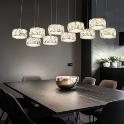 LED Decken Pendel Hänge Lampe Chrom Leuchte Glaskristalle Spots Beleuchtung