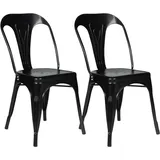 Idmarket - Set aus 2 Stühlen leny Metall mattschwarz stapelbar roh Look Factory