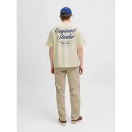 JACK & JONES Herren, Rundhals, T-Shirt JORNORREBRO TYPO TEE SS CREW NECK relaxed fit 12282898 Antique weiß M