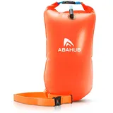 Abahub Schwimmboje mit Trockensack Aufblasbar Wasserdicht Dry Bag Schwimmhilfe Boje mit Alarmpfeife für Schwimmer Pull Buoy Erwachsene in Freiwasser Open Water Pool 15L Orange