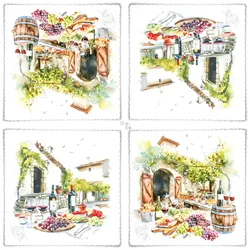 ti-flair 20 Servietten Papier 33x33cm 3-lagig hochwertige Einweg Papierservietten Motivservietten für Feier Hochzeit Geburtstag mediterrane Weindekoration Wein