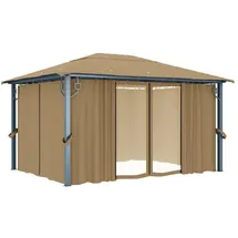vidaXL Pavillon mit Vorhang 400x300 cm Taupe Aluminium