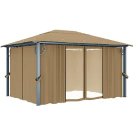 vidaXL Pavillon mit Vorhang 400x300 cm Taupe Aluminium