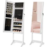 Songmics Schmuckschrank, Spiegelschrank, Standspiegel, GanzkÖrperspiegel, Geschenk, einfacher Aufbau, weiß JJC69WT