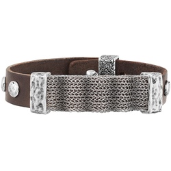 Seven-24 Armband Edelstahl mit braunem Leder