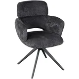 Livetastic Armlehnstuhl, Grau, Metall, Textil, Drehkreuz, 61x88x63 cm, Sitzfläche 360° drehbar, Esszimmer, Stühle, Esszimmerstühle, Armlehnenstühle