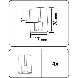 GARDINIA Klebehaken für Vitragestangen Ø 11 mm Silber 4-er Pack