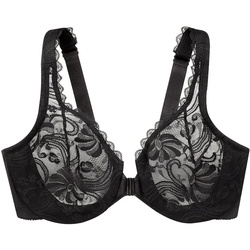 GLAMORISE Vorderverschluss-BH mit Stretch und Spitze - Schwarz Unterwäsche   Damen 