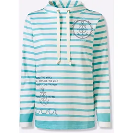 Classic Basics Sweatshirt Geringelt Aquamarin/Ecru 48