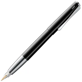 Lamy studio pianoblack Füller – universeller Füllfederhalter in elegantem Gehäuse aus Ganzmetall – 14 kt. Goldfeder, partiell platiniert & in Strichbreite B – inkl. Tintenpatrone T 10 blau