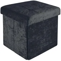 Intirilife Faltbarer Sitzhocker Samt 30 x 30 x 30 cm Schwarz