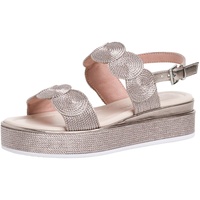 Marco Tozzi Damen Sandalen mit Keilabsatz mit Verstellbarem Riemen Vegan, Metallisch (Rose Metallic), 41 EU