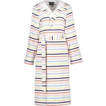 CAWÖ Bademäntel Damen Kapuze Streifen 3344 weiß-multicolor - 62 M Weiss