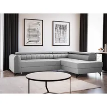 Sofnet Ecksofa mit Schlaffunktion und Bettkasten, Wohnlandschaft mit einstellbare Kopfstützen, Couch, Sofa, Bettsofa, Schlafsofa Grau (Paros 05),