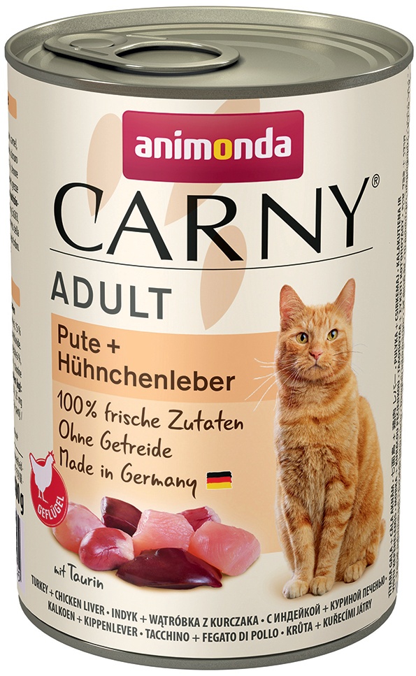 6 x 400 g animonda Carny Adult Pute & Hühnchenleber Katzenfutter nass