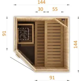 FinnTherm Innensauna Corner 1 Sitzbänke Wandstärke, 40 mm - Naturbelassen