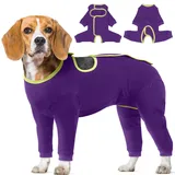 IECOii Genesungsanzug Hund nach OP,Wundschutzanzug mit Leckschutz,OP Body Hund nach Kastration,Langarm Hunde Einteiler,Halskrause Alternative für Rüde und Hündin,Recovery Suit Hund,Lila,XL