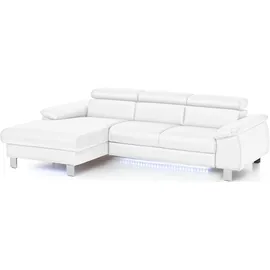 Cotta Ecksofa Komaris, Ecksofa, wahlweise mit RGB-LED-Beleuchtung und Bettfunktion/Bettkasten, weiß