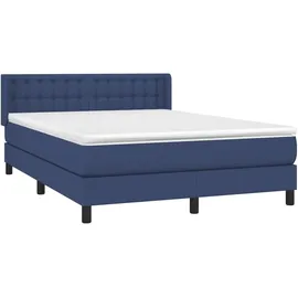 vidaXL Boxspringbett mit Matratze Blau 140x200 cm Stoff