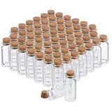 Relaxdays Mini Glasfläschchen mit Korken 10 ml 60 St.