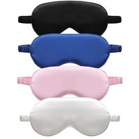 TOPTIE 4 Pack Silk Sleep Mask Blindfold Travel Nap Eye Cover Light Double-Side Smooth Rest Eyeshade, 8 1/4" x 3 3/4"-Assorted