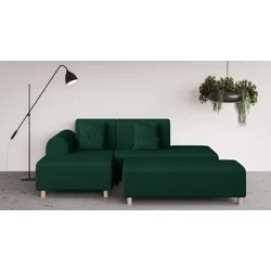 Ecksofa INOSIGN "Suyala", grün, B:258cm H:85cm T:168cm, 100% Polyester, Sofas, L-Form mit Hocker