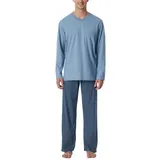 SCHIESSER Herren Schlafanzug Lang - Nightwear Pyjamaset, Blaugrau_181154, 52 EU