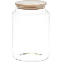 WDMT Vorratsglas aus Glas mit Holzdeckel 2,9 L – Ideal zum Aufbewahren von Lebensmitteln und Zutaten in der Küche – Transparent