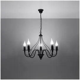 Sollux Minerwa 5-flg. 60 cm schwarz Stahl