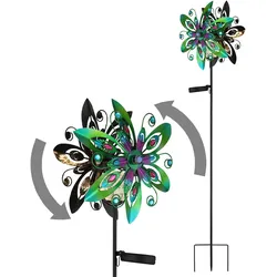 Solarleuchte Außenleuchte LED Windrad bunt Gartenlampe Deko H 124 cm