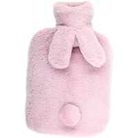Wärmflasche,Wärmflasche mit bezug,Auslaufsicher 2L Groß Wärmflaschen,Cartoon-Kaninchenform,Geruchlos PVC Wasser Tasche, ideal für Schmerzlinderung (Rosa)