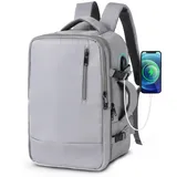 TAN.TOMI Cityrucksack Rucksack Wasserdichter Backpack Schultasche mit Laptopfach, Handgepäck Rucksack Für Flugzeug Unter Sitzplatz Tasche grau