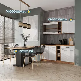 Vicco Küchenzeile R-Line 160 cm Weiß Hochglanz