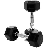 CorePowerPro Hexagon Hantel Set (2x5kg), Gummierte Kurzhanteln Set mit Verchromten Griff, Dumbbells für Gym, Studio und Zuhause, Strength Training Equipment Gewicht Set