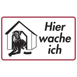 Hinweisschild, Hier wache ich (Hundehütte), Aluminium, 120 x 200 mm - 200x120x0.45 mm Aluminium geprägt