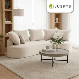 Juskys Sofa Tirano - Ecksofa L-Form, inkl. Kissen, 4-Sitzer Eckcouch, Bouclé Creme &