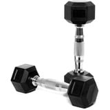 CorePowerPro Hexagon Hantel Set (2x2kg), Gummierte Kurzhanteln Set mit Verchromten Griff, Dumbbells für Gym, Studio und Zuhause, Strength Training Equipment Gewicht Set