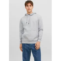 Kapuzensweatshirt JACK & JONES "JJEBRADLEY SWEAT HOOD NOOS", Herren, Gr. XXL, grau (light grau melange), angeraute Sweatware, Obermaterial: 61% Polyester, 39% Baumwolle, meliert, modisch, loose fit taillenbedeckt, ohne Ausschnitt, Langarm Rippbündchen, Sweatshirts, mit Känguru Tasche