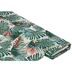 Outdoor-Gewebe "Tropisch", offwhite/grün