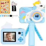 NICEWIN 1080P Kinderkamera, Digitalkamera Kinder mit 32GB Karte, 2,0-Zoll-Bildschirm Kinder Kamera, Fotoapparat Kinder Selfie Kamera für 3-12 Jahre Geburtstag Kinder (Rosa/Blau) (Blau)