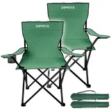 24move 24MOVE® Campingstuhl Faltstuhl, 2er Set, grün, mit Getränkehalter und Tragetasche Outdoor, faltbar max. 100kg, Anglerstuhl, Polyester