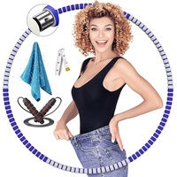 Daskoo Hula-Hoop-Reifen steckbarer Hula Hoop Fitness Reifen, 6-teilig abnehmbar, Ø90cm (Inklusive Springseil und Schweißtuch), Ø90cm, Bauchtrainer für Erwachsene zur Gewichtsreduktion und Massage grau