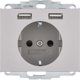 Berker Steckdose SCHUKO/USB A-A, edelstahl matt, lackiert (48037004)