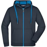 James & Nicholson Herren Bonding Jacke Doubleface JN355" - Sportliche Kapuzenjacke mit Fleecefutter | Farbe: navy/aqua, L