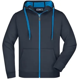 James & Nicholson Herren Bonding Jacke Doubleface JN355" - Sportliche Kapuzenjacke mit Fleecefutter | Farbe: navy/aqua, L