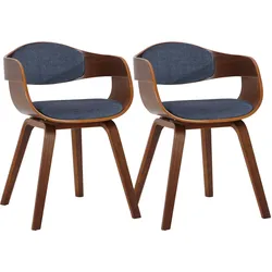 CLP 2er Set Stühle Kingston Stoff walnuss/blau/walnuss