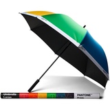 Pantone Stockschirm, Regenschirm, hochwertig klassisches Design, 130 cm Durchmesser, wasserabweisend, Griff mit Soft-Touch, Pride Regenbogenfarben